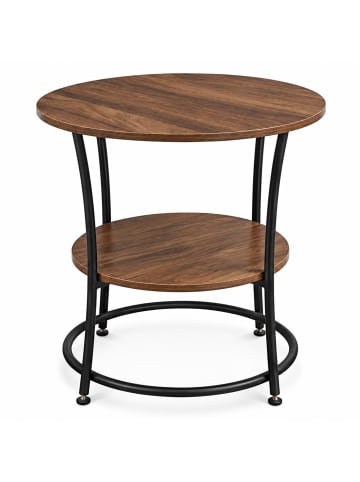 relaxdays Beistelltisch in Braun/ Schwarz - (H)55 x ø 55 cm