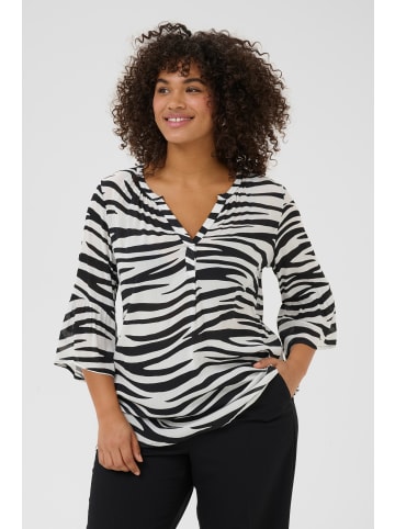KAFFE curve Kurzarm-Bluse KCleane Regular fit in Chalk/Black Animal