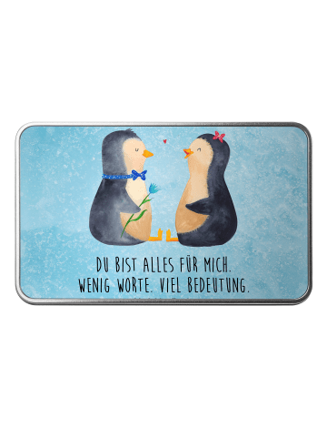 Mr. & Mrs. Panda Keksdose Pinguin Pärchen mit Spruch in Eisblau