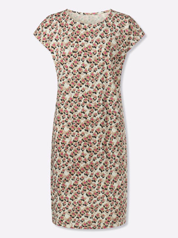 Sieh an! Jersey-Kleid in champagner-camel-bedruckt