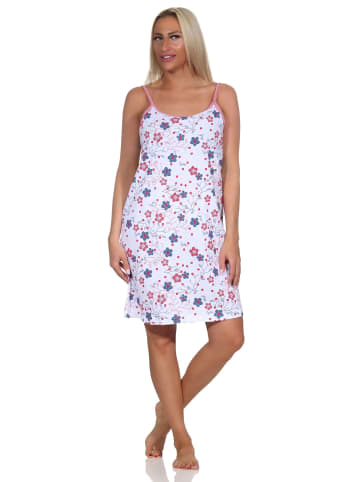 NORMANN Ärmelloses Spaghetti Träger Nachthemd floralem print - 85806 in weiss