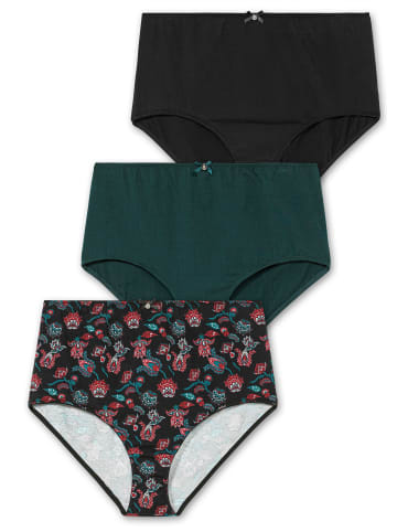 sheego High-Waist-Slip in schwarz+grün+bedruckt