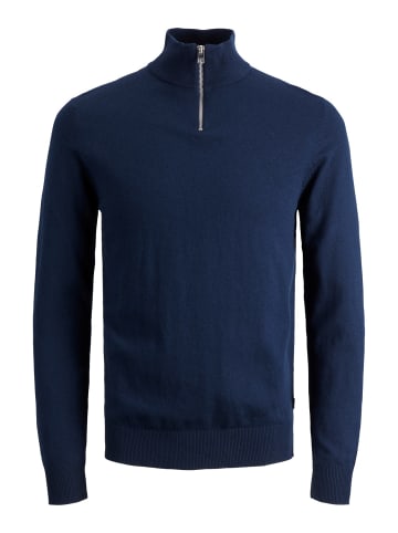 Jack & Jones Dünner Strickpullover Half Zip Stehkragen Sweater JJEEMIL in Navy