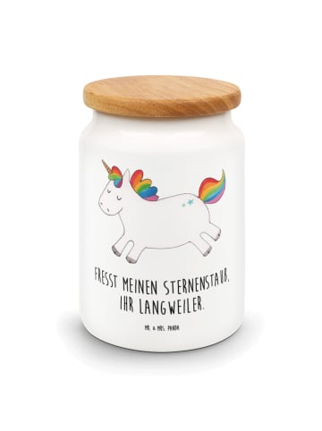 Mr. & Mrs. Panda Frischhaltedosen Einhorn Happy mit Spruch in Weiß