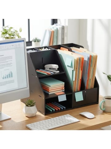 relaxdays Schreibtisch Organizer in Schwarz - (B)33,5 x (H)28 x (T)26,5 cm