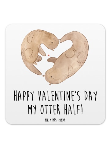 Mr. & Mrs. Panda Gläseruntersetzer Otter Valentine mit Spruch in Weiß