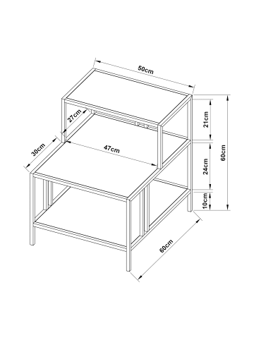 en.casa Beistelltisch Kumlinge in Weiß (T)50cm (B)60cm (H)60cm