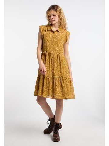 DreiMaster Vintage Damen Blusenkleid in Dunkelgelb Mehrfarbig