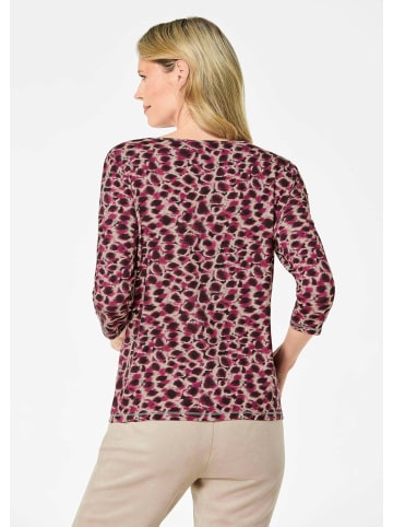 GOLDNER Jerseyshirt mit Rundhalsausschnitt in beere / gemustert