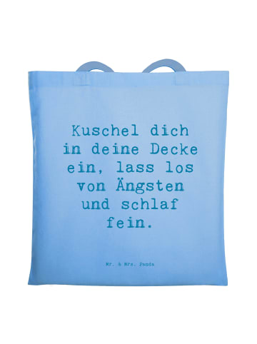 Mr. & Mrs. Panda Umhängetasche Spruch Alleine schlafen lernen mi... in Sky Blue