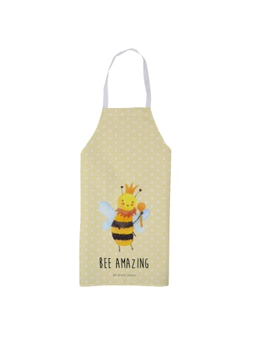 Mr. & Mrs. Panda Arbeitsschürze Biene König mit Spruch in Gelb Pastell