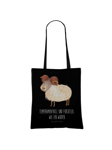 Mr. & Mrs. Panda Stoffbeutel Sternzeichen Widder mit Spruch in Schwarz
