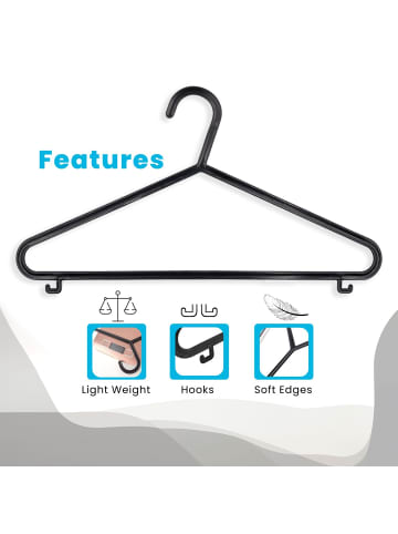 Intirilife Kleiderbügel mit Hosensteg 36 x 1 x 15 cm in Schwarz (10 Stück)