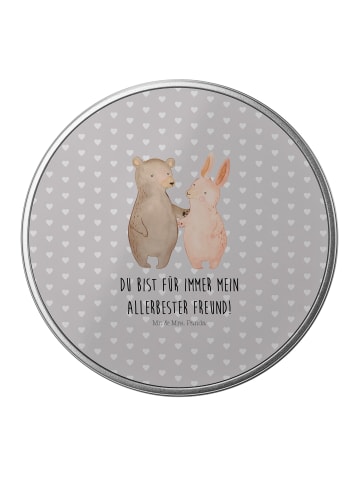Mr. & Mrs. Panda Erinnerungsbox Bär und Hase Umarmen mit Spruch in Grau Pastell