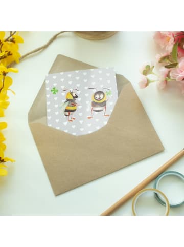Mr. & Mrs. Panda Neujahrskarte Bienen Paar mit Spruch in Grau Pastell