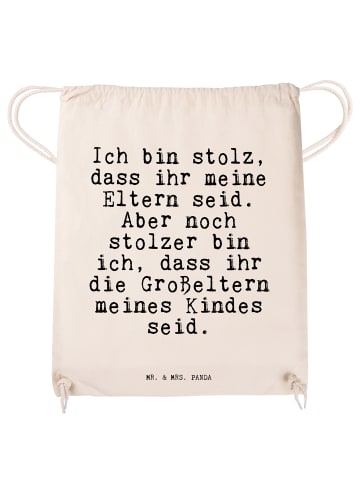 Mr. & Mrs. Panda Drawstring Bag Ich bin stolz, dass... mit Spruch in Creme
