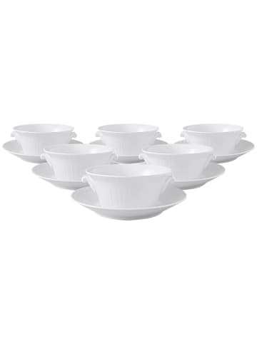 Villeroy & Boch 6er Set Suppentassen mit Untertassen Cellini in 400 ml in weiß