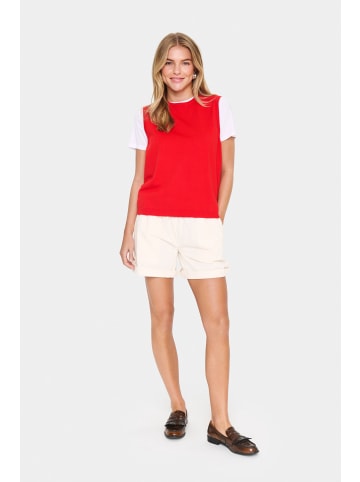 SAINT TROPEZ Strickweste MilaSZ Gerade Passform in Flame Scarlet