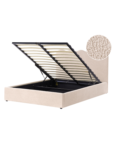 Beliani Doppelbett NANTERRE in Beige - (W) 147 x (H) 104 x (L) 215 cm