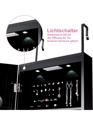 COSTWAY Schmuckschrank mit LED in Schwarz