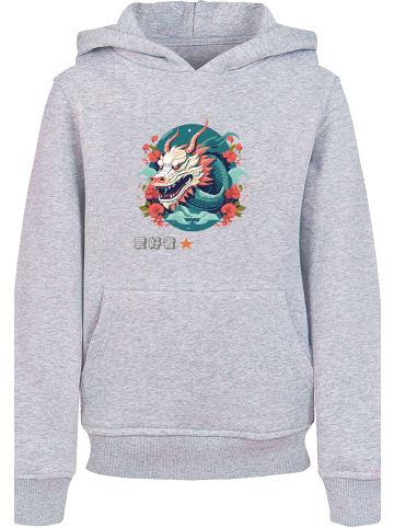 F4NT4STIC Hoodie Drache mit Blumen in grau meliert