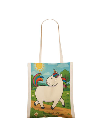 Mr. & Mrs. Panda Tragetasche Einhorn Stolzieren Design ohne Spruch in Weiß