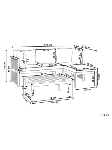 Beliani 2-tlg Sitzgruppe ARABBA  in Braun/Grau