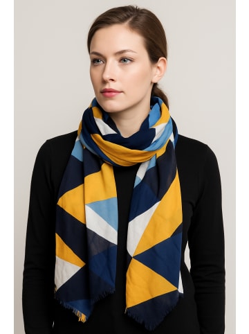 collezione alessandro Schal mit geometrischem Design " Geo " in blau