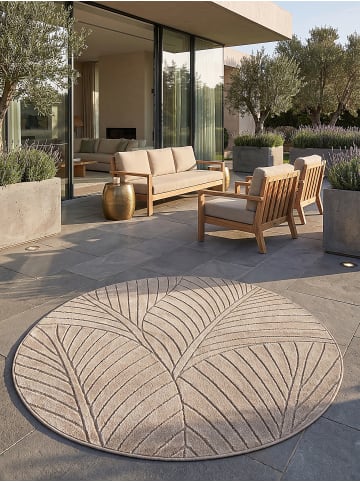KADIMA DESIGN Outdoor-Teppich ENGADIN Blattmotiv Kurzflor Wohnzimmer Balkon in Beige