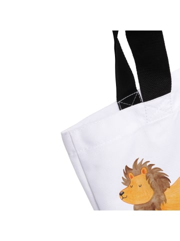 Mr. & Mrs. Panda Strandtasche Sternzeichen Löwe mit Spruch in Weiß