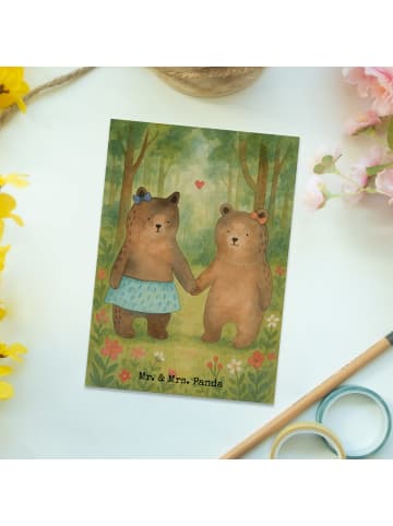 Mr. & Mrs. Panda Postkarte Bär Freundin Design ohne Spruch in Weiß