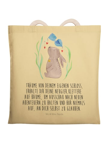 Mr. & Mrs. Panda Tote Bag Hase Blume mit Spruch in Gelb Pastell