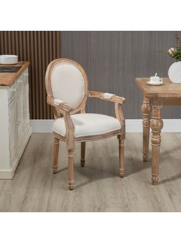 HOMCOM Esszimmerstuhl-56L x 56B x 96H cm-Cremeweiß
