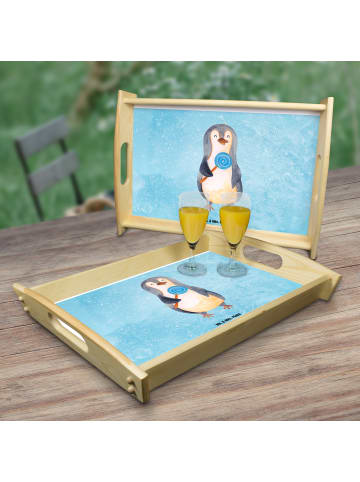 Mr. & Mrs. Panda Serviertablett Pinguin Lolli ohne Spruch in Eisblau