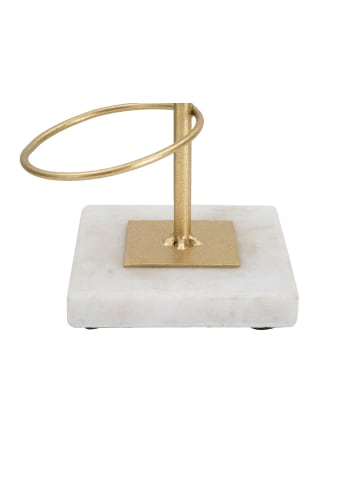 Mauro Ferretti Goldener Kerzenhalter aus Metall mit Marmorsockel, 14 x 13 x 46 cm
