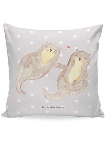 Mr. & Mrs. Panda Kissen 40x40 Otter Hände halten ohne Spruch in Grau Pastell