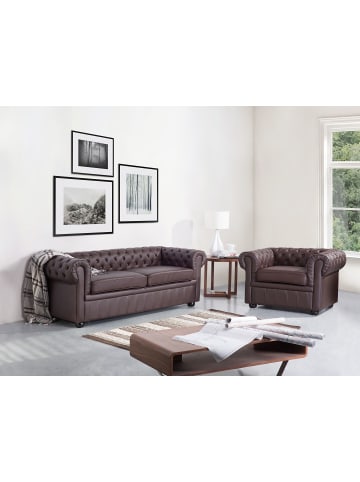 Beliani 2-tlg Sitzgruppe CHESTERFIELD in Braun