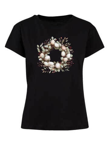 F4NT4STIC Box Tee Osterkranz Eierkranz Blumenring in schwarz