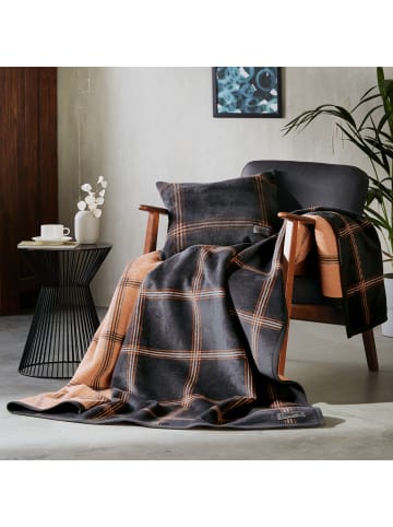 LOOKS by Wolfgang Joop Jacquard, Baumwollmischung Wohndecke in grau/orange