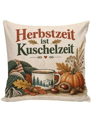 Mr. & Mrs. Panda Kissen Herbststillleben Rustikal Design mit Spruch in Weiß