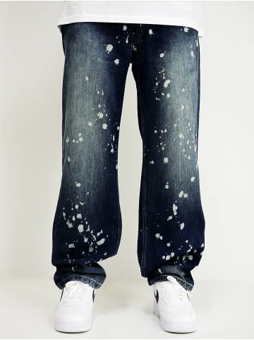 DADA Loose Fit Jeans mit Splatters und Dada Stitching in Blau