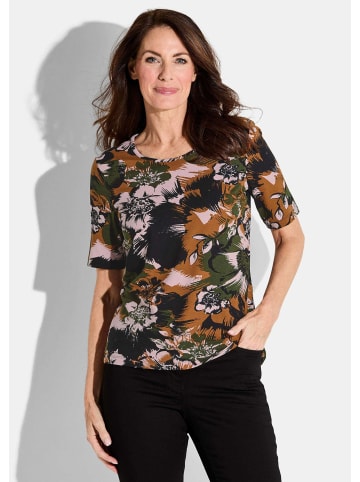 GOLDNER Shirt Shirt in schwarz / terrakotta / khaki / gemustert