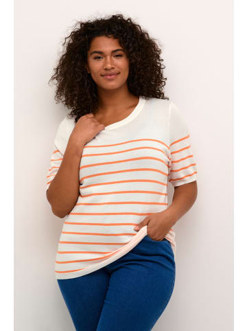 KAFFE curve Strickpullover KCmalia in Chalk / Melon stripe