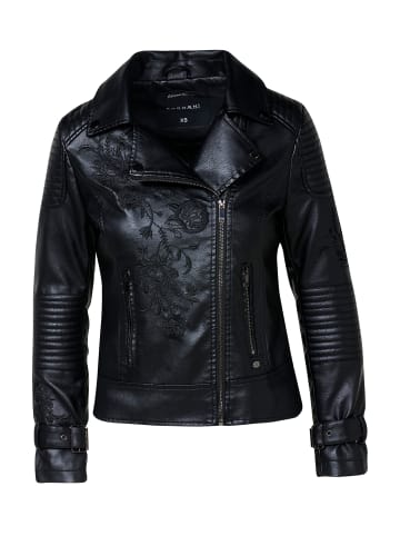 KOROSHI Bestickte Damen-Bikerjacke in Lederoptik in SCHWARZ