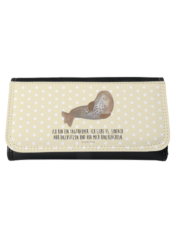 Mr. & Mrs. Panda Portemonnaie für Damen Robbe Lachen mit Spruch in Gelb Pastell
