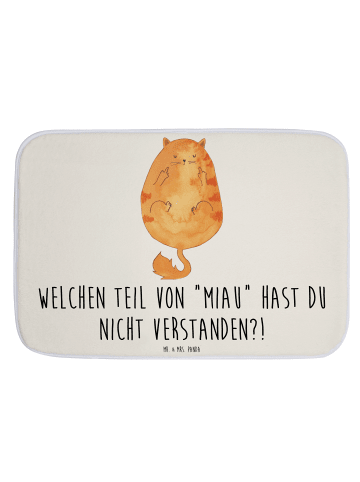 Mr. & Mrs. Panda Badeteppich Katze Mittelfinger mit Spruch in Weiß