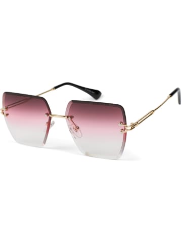 styleBREAKER Rechteckige Sonnenbrille in Gold / Pink Verlauf