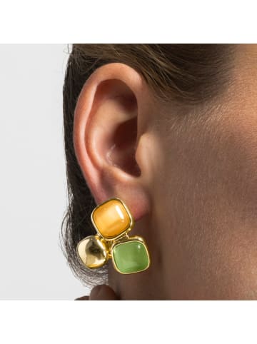 Luxenter Ohrringe mit mehrfarbigem Katzenaugen-Motiv, 18-Karat-Gold-Finish – Nuroa