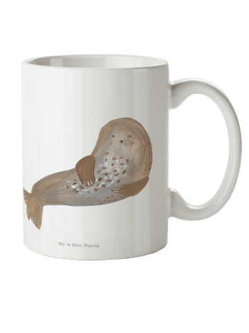 Mr. & Mrs. Panda Kindertasse Robbe Lachen ohne Spruch in Weiß