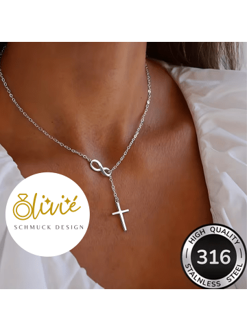 XCOAST XCOAST Damen Halskette Infinity-Kreuz, Edelstahl, Silber